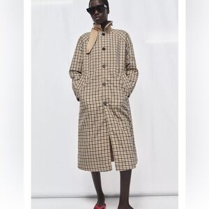 Zara REVERSIBLE PLAID TRENCH COAT ZW COLLECTION